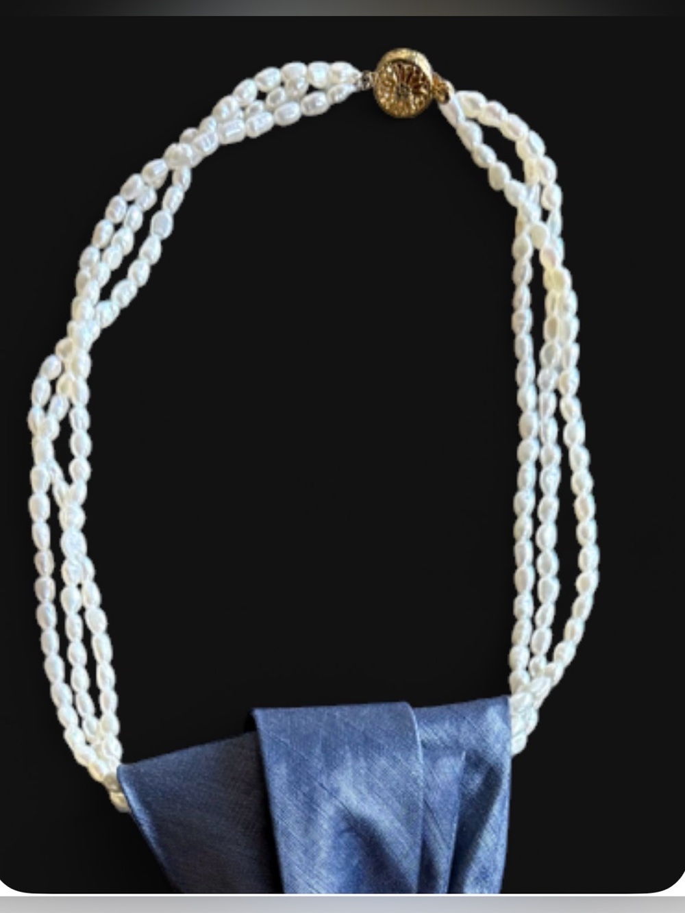 Fairytale Necktie Necklace Cinderella Vintage Tie, Pearls, & Carriage Brooch - Picture 5 of 6